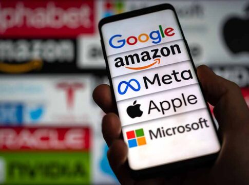 Smartphone screen showing major tech company logos